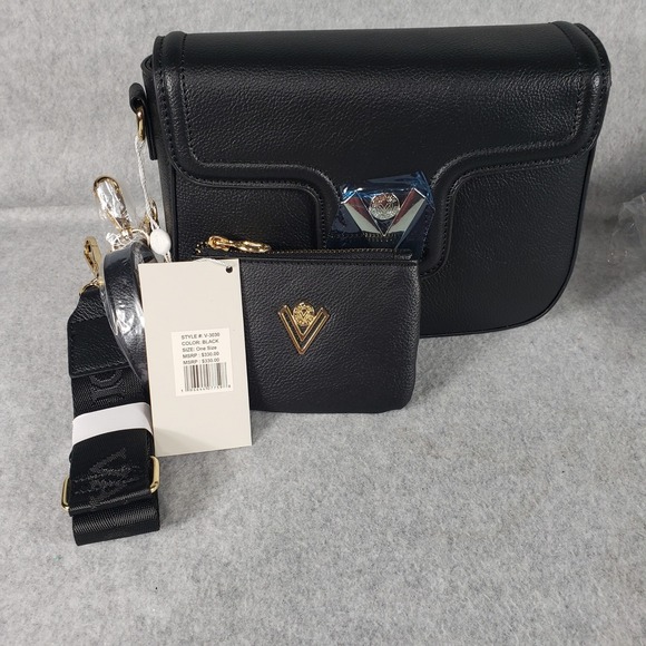 Valentino Orlandi Handbags - Valentino Orlandi Black Leather Crossbody Bag w/ Coin Pouch & Shoulder Strap Set